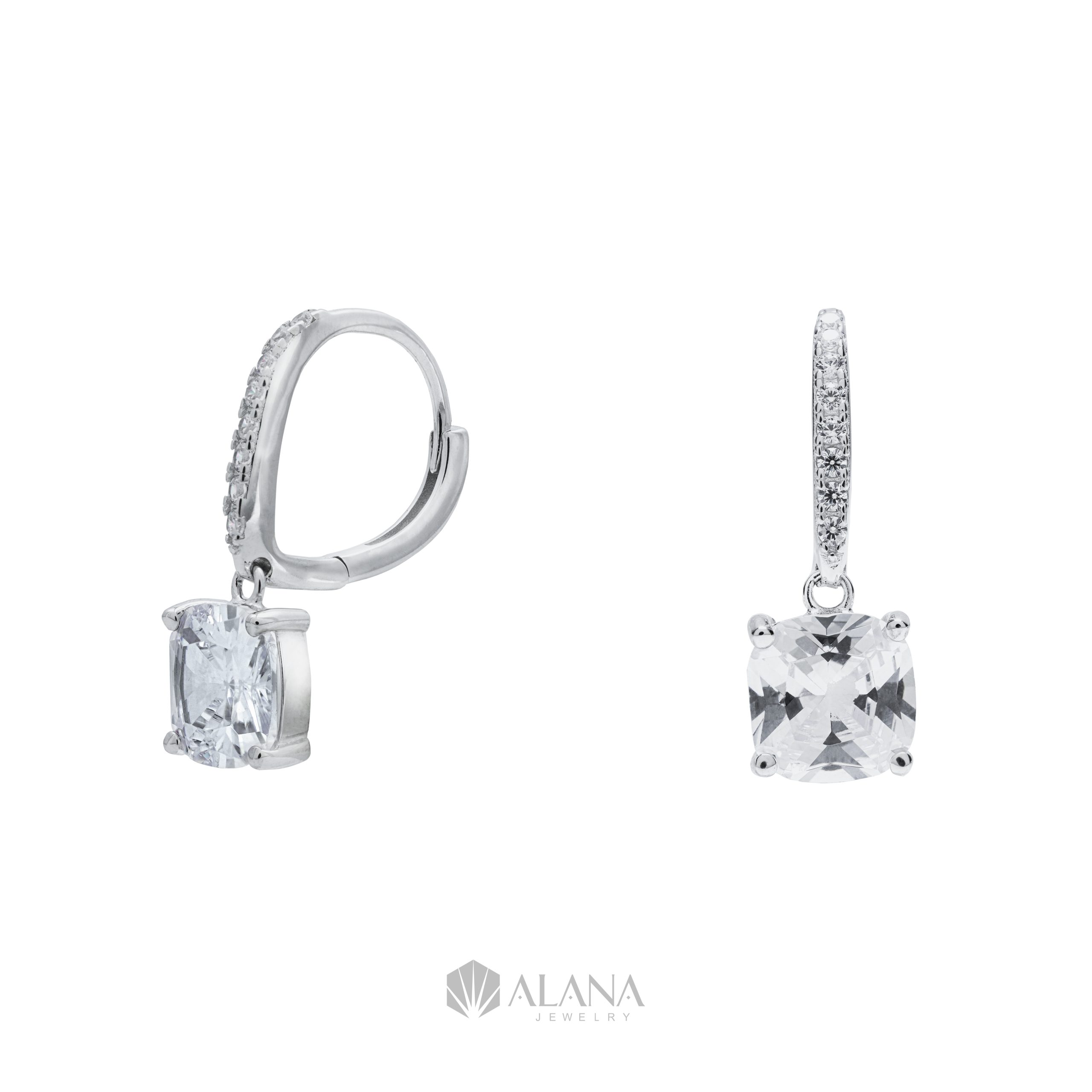 Bông Tai Hình Cushion Thiết Kế Đính Đá CZ - EWS080006