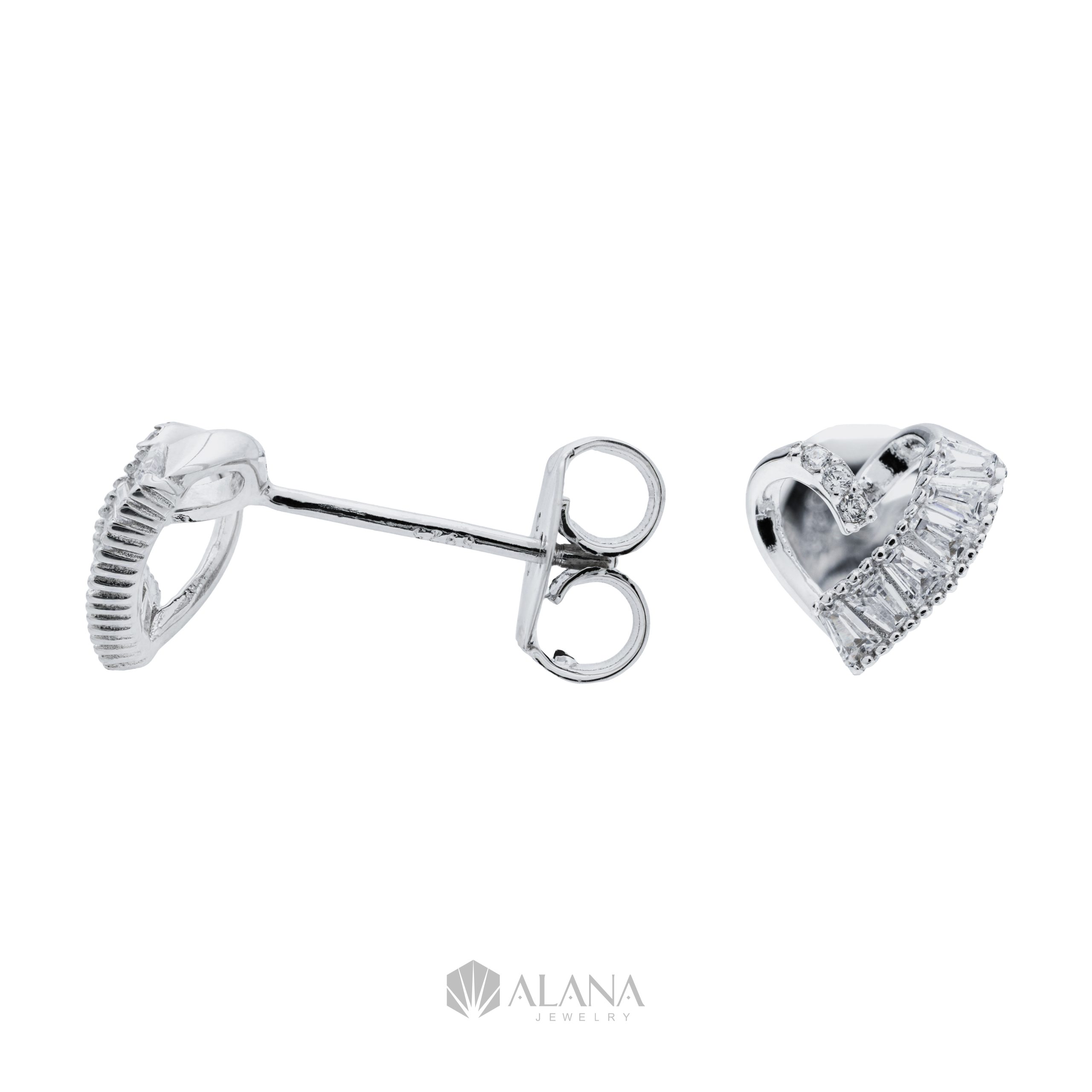 Bông Tai Hình Tim Thiết Kế Đính Đá CZ - EWS012