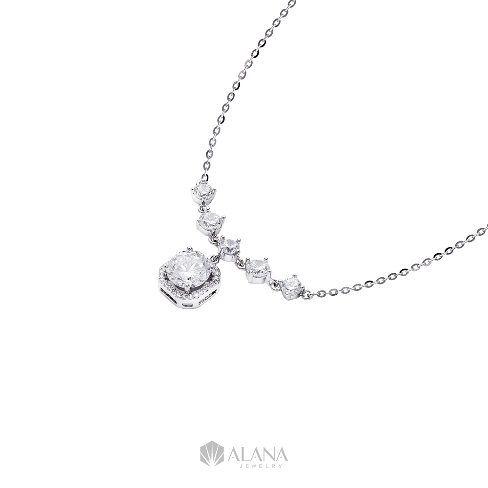 Dây Chuyền Mix Mặt Dãy Hoa Vuông Đính Đá CZ - NLWS065001 - Ảnh 4