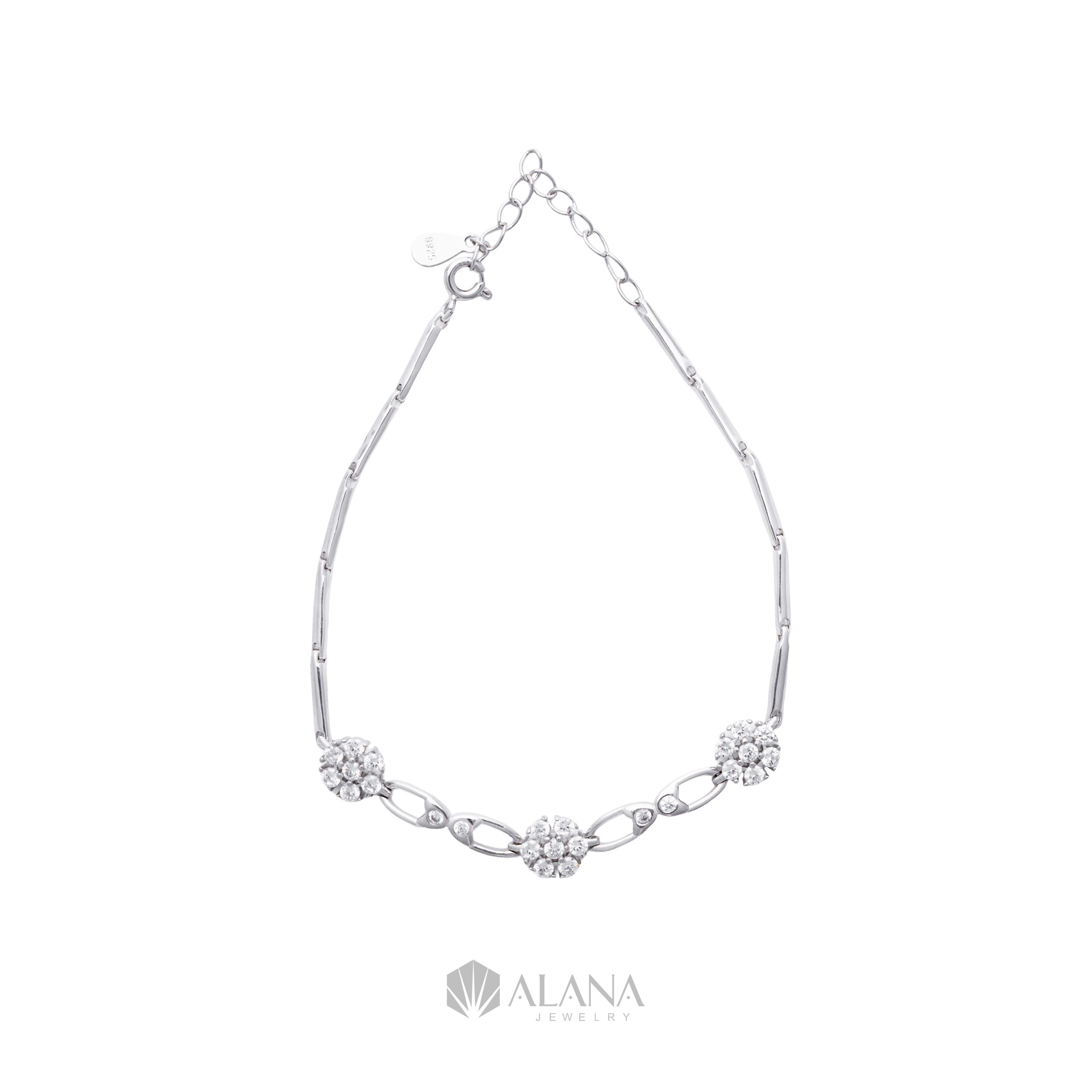 Lắc Tay Mix Mặt Hoa Kết Thiết Kế Bạc 925 - BRWS002