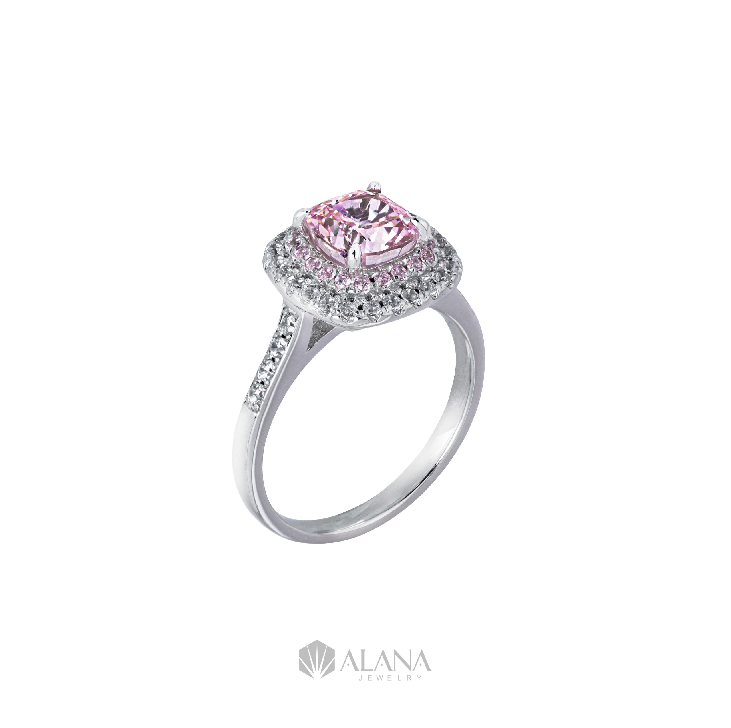 Nhẫn Cushion Hồng Xoàn Nam Phi - RWS070024