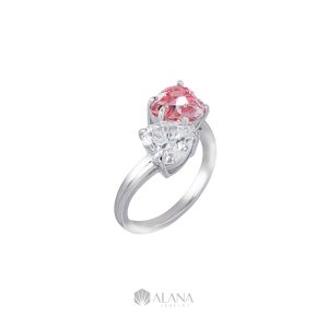 Nhẫn Tim Đôi Đính Moissanite - RWS080025