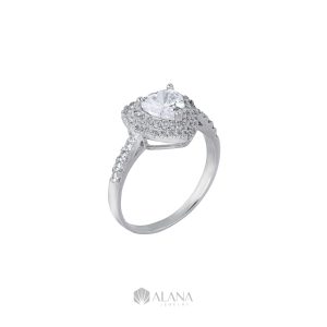 Nhẫn Tim Vàng Xoàn Nam Phi Đai Đính Cz - RWS060027