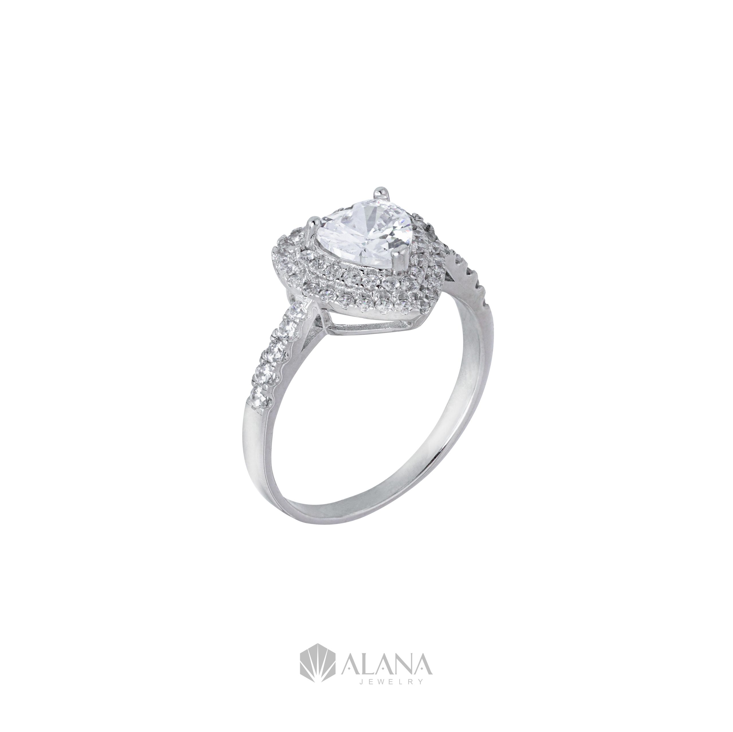 Nhẫn Tim Vàng Xoàn Nam Phi Đai Đính Cz - RWS060027