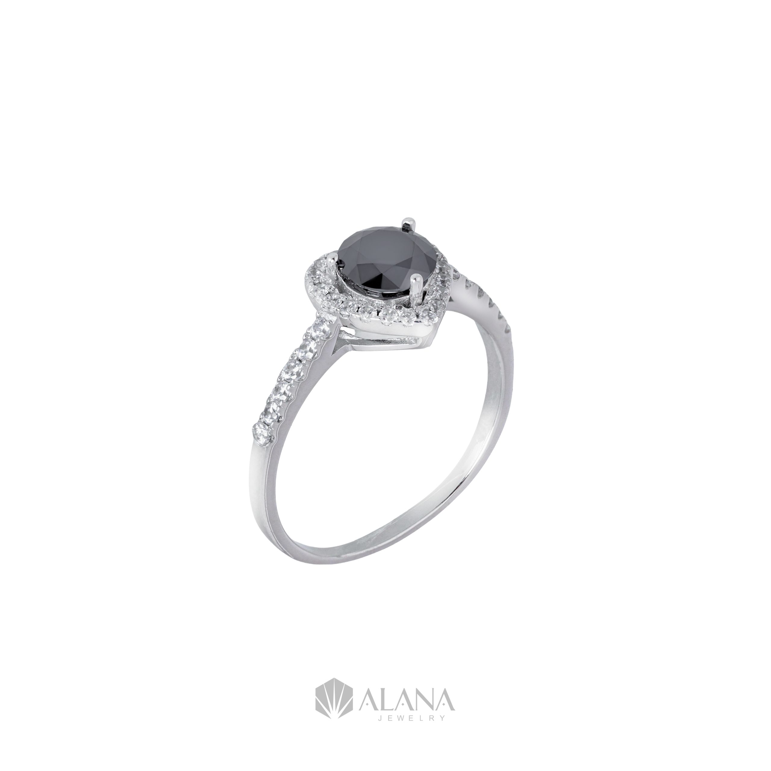 Nhẫn Hình Trái Tim Đính Moissanite Đen - RWS065026
