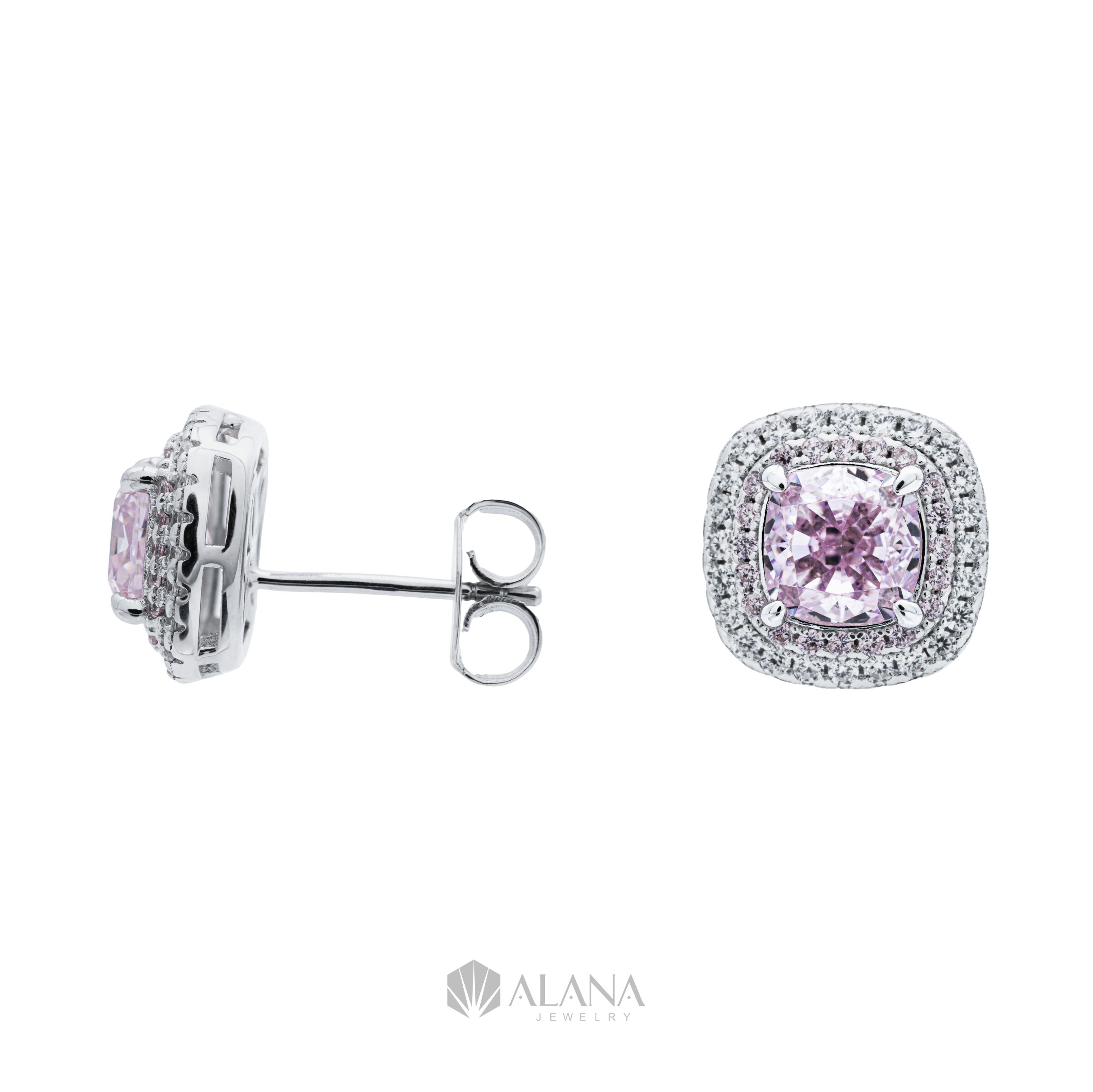 Bông Tai Hình Cushion Hồng Xoàn Nam Phi - EWS060008 - Ảnh 4