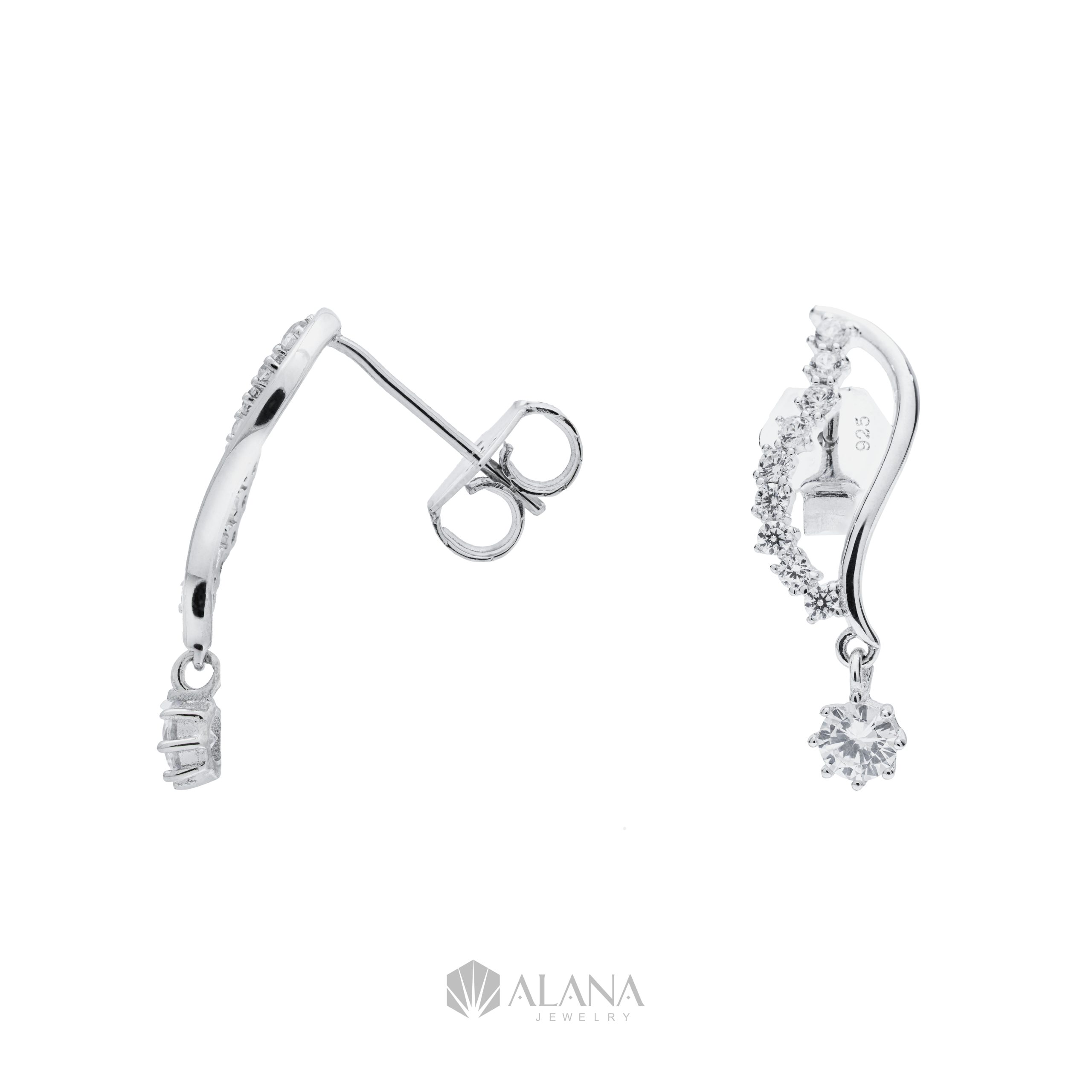 Bông Tai Hình Lá Thiết Kế Đính Đá CZ - EWS010 - Ảnh 4