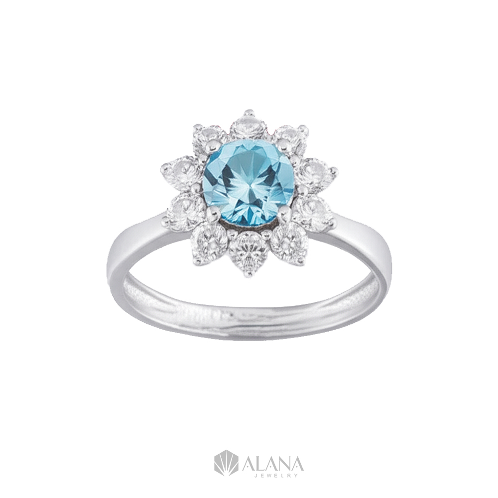 Nhẫn Hoa Moissanite Xanh Biển - RWS065004 - Ảnh 4