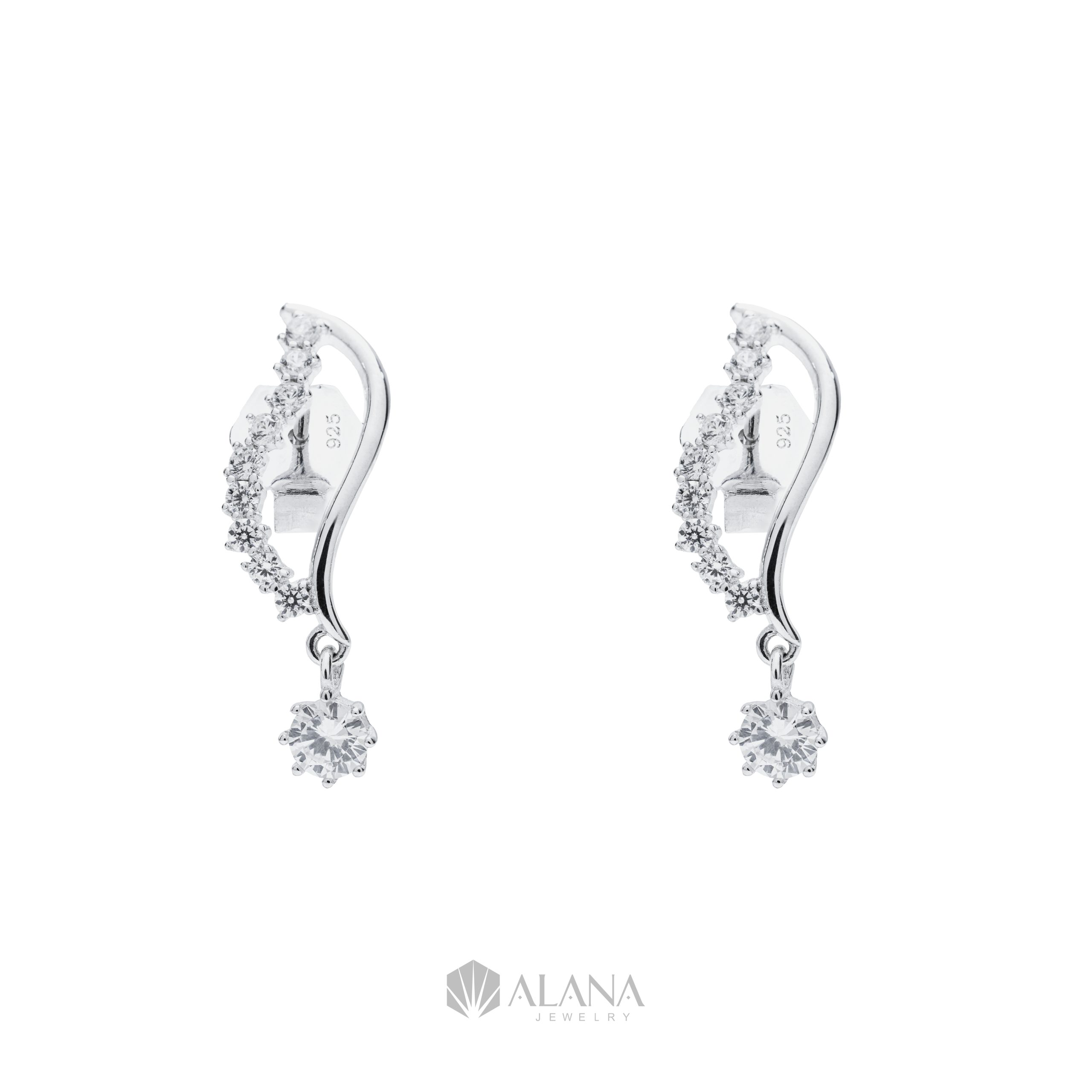 Bông Tai Hình Lá Thiết Kế Đính Đá CZ - EWS010 - Ảnh 5