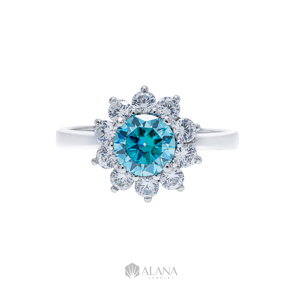 Nhẫn Hoa Moissanite Xanh Biển - RWS065004 - Ảnh 5