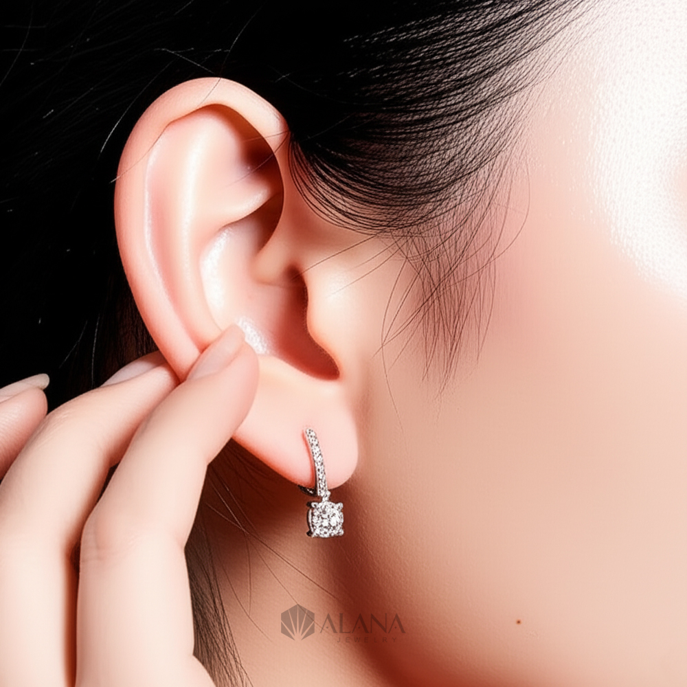 Bông Tai Hình Cushion Thiết Kế Đính Đá CZ - EWS080006 - Ảnh 3