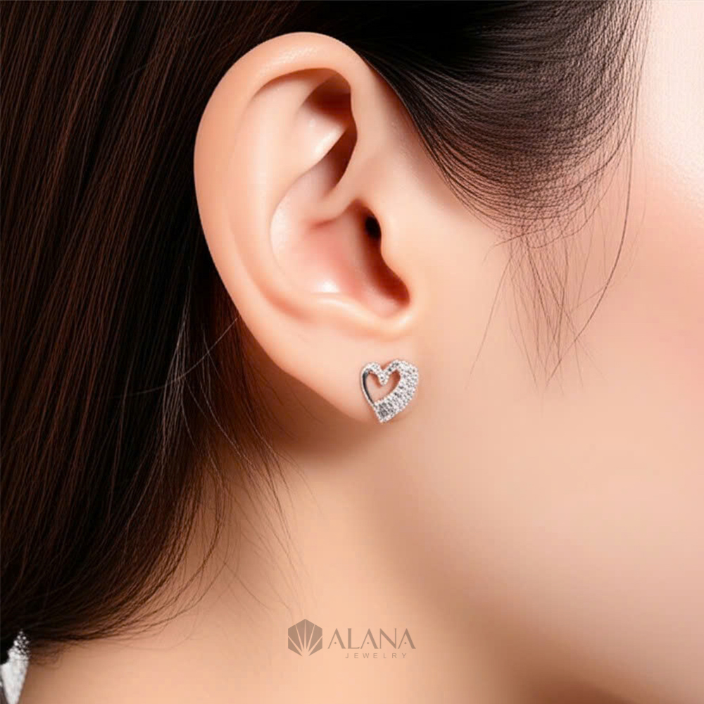 Bông Tai Hình Tim Thiết Kế Đính Đá CZ - EWS012 - Ảnh 6