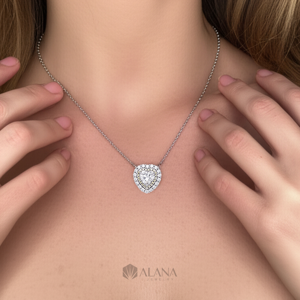 Dây Chuyền Mix Mặt Tim Vàng Xoàn Nam Phi - NLWS070011 - Ảnh 2