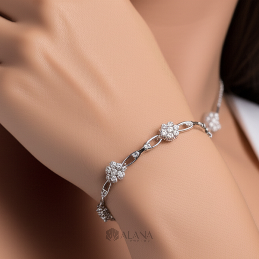 Lắc Tay Mix Mặt Hoa Kết Thiết Kế Bạc 925 - BRWS002 - Ảnh 2