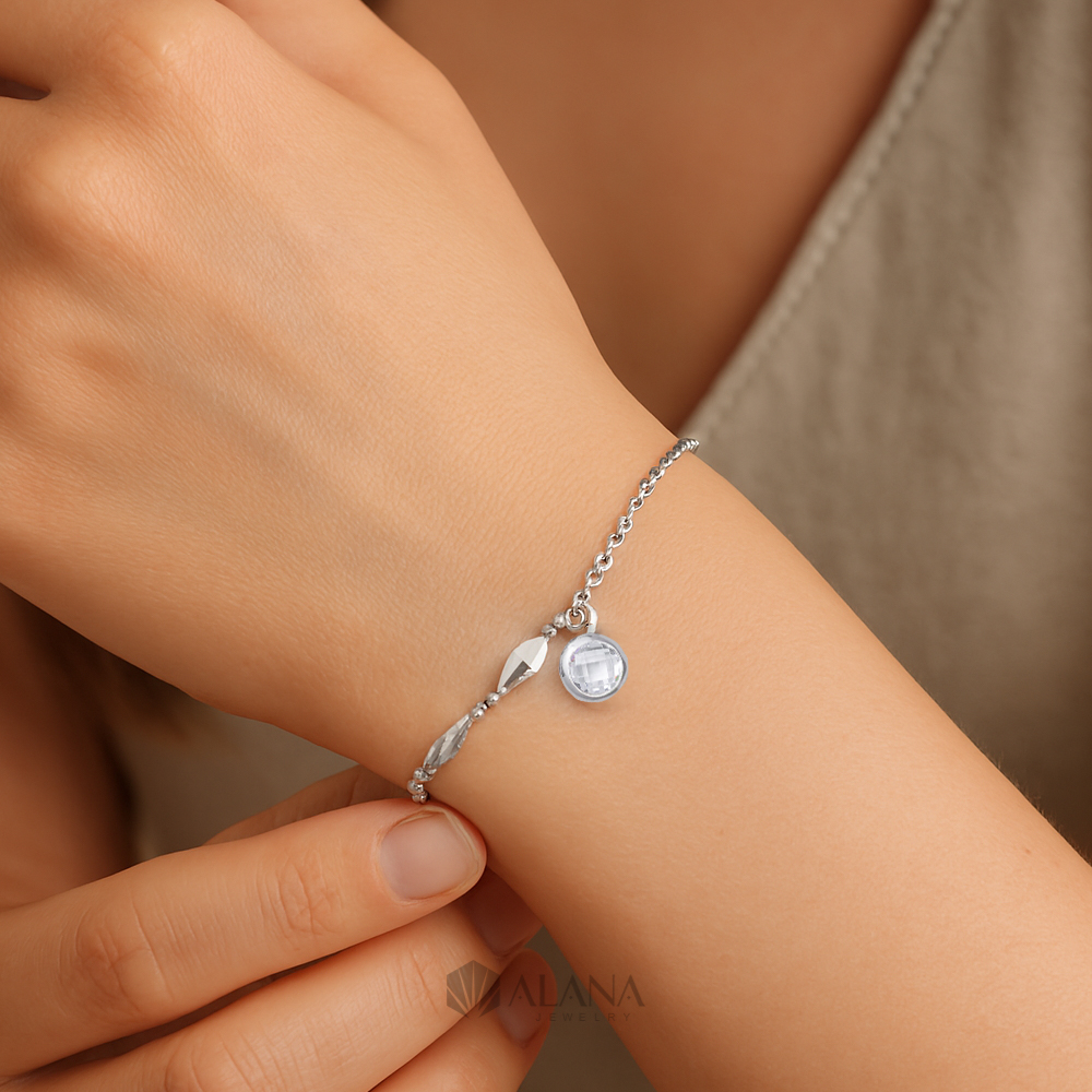 Lắc Tay Mix Ổ Tròn Bạc 925 Xi Vàng Hồng - BRWS003 - Ảnh 2