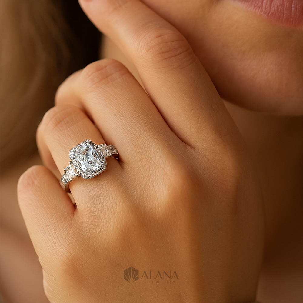 Nhẫn Chữ Nhật Đai Đính CZ - RWS080016 - Ảnh 3