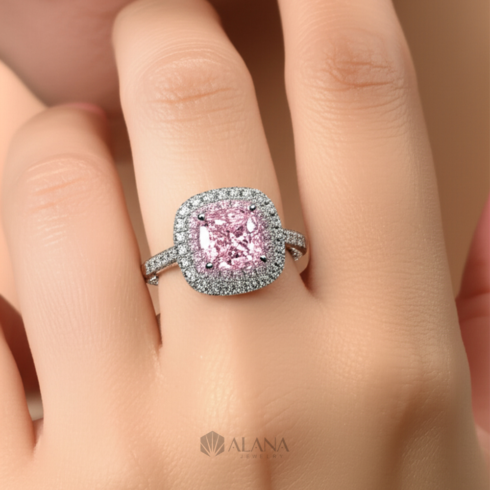 Nhẫn Cushion Hồng Xoàn Nam Phi - RWS070024 - Ảnh 2