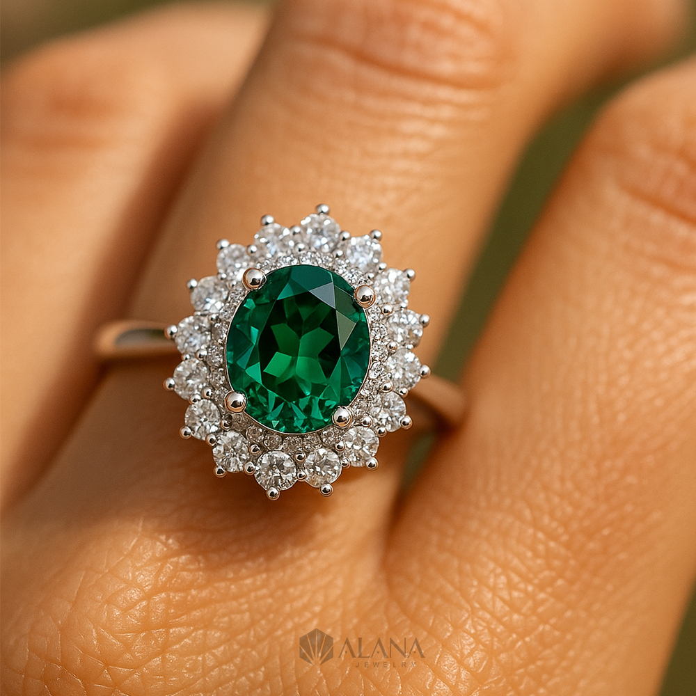 Nhẫn Oval Xanh Lá Đính CZ - RWS090003 - Ảnh 6