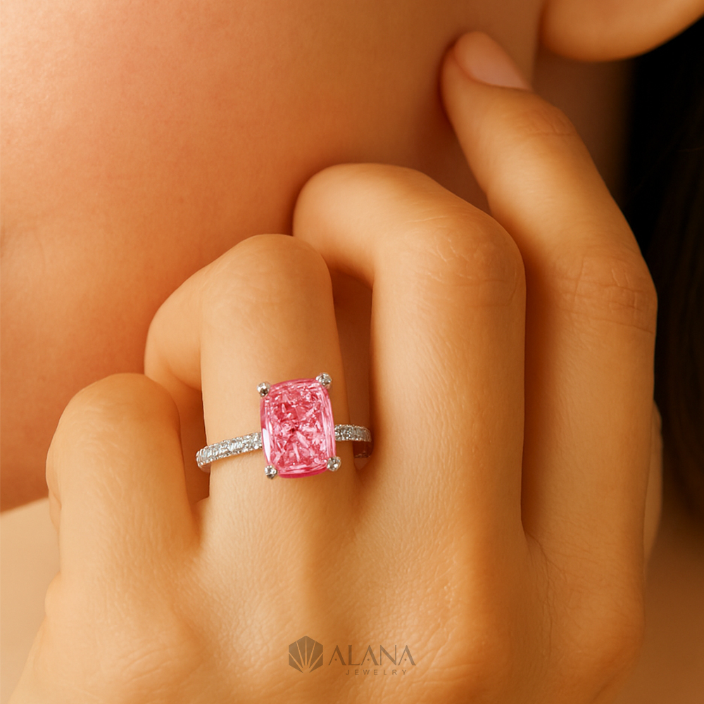 Nhẫn Radiant Hồng Xoàn Nam Phi - RWS090002 - Ảnh 6