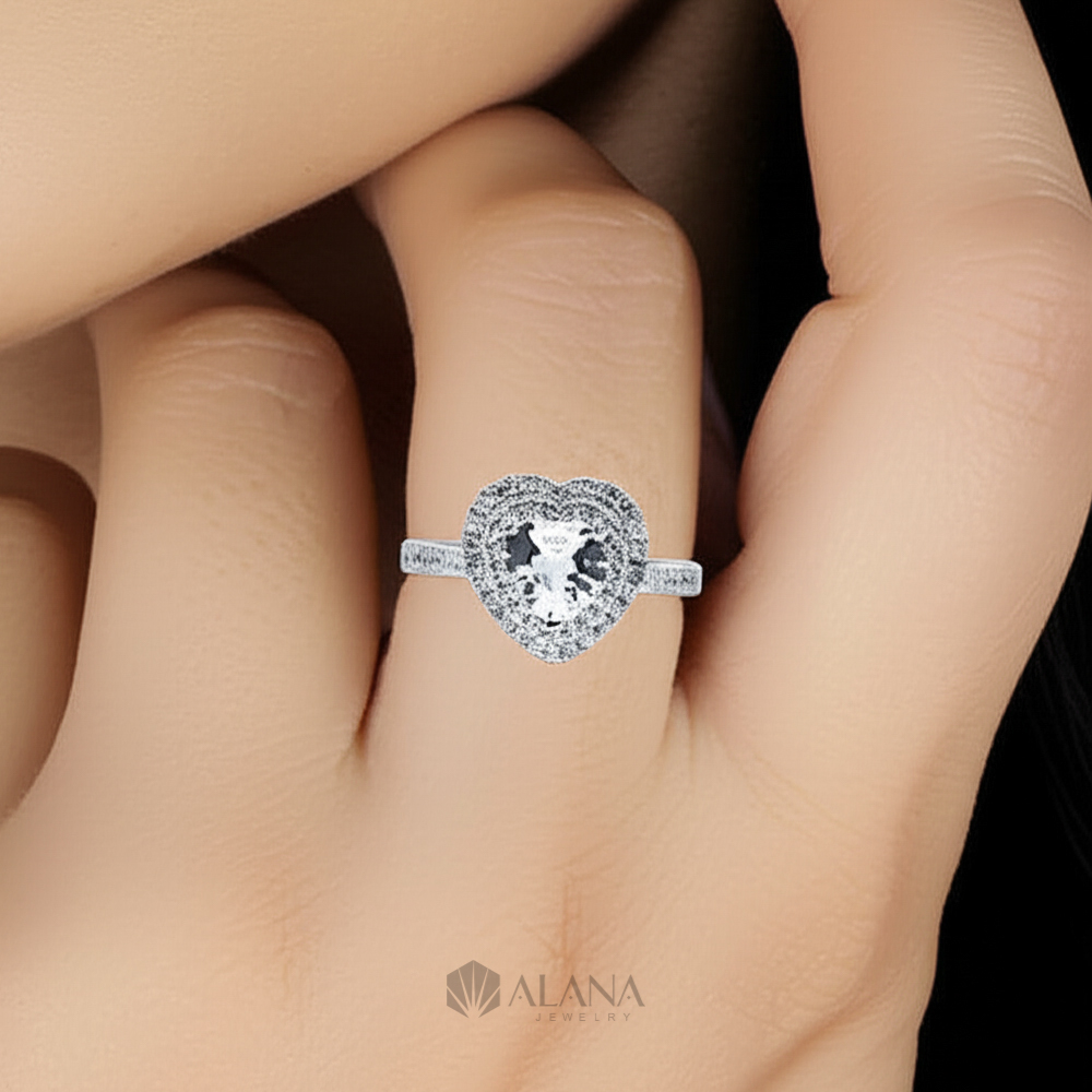 Nhẫn Tim Vàng Xoàn Nam Phi Đai Đính Cz - RWS060027 - Ảnh 3