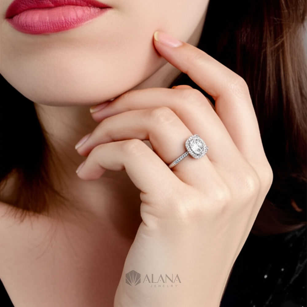 Nhẫn Vuông Đính Moissanite - RWS080011 - Ảnh 2
