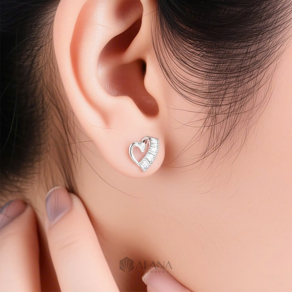 Bông Tai Hình Tim Thiết Kế Đính Đá CZ - EWS012 - Ảnh 2