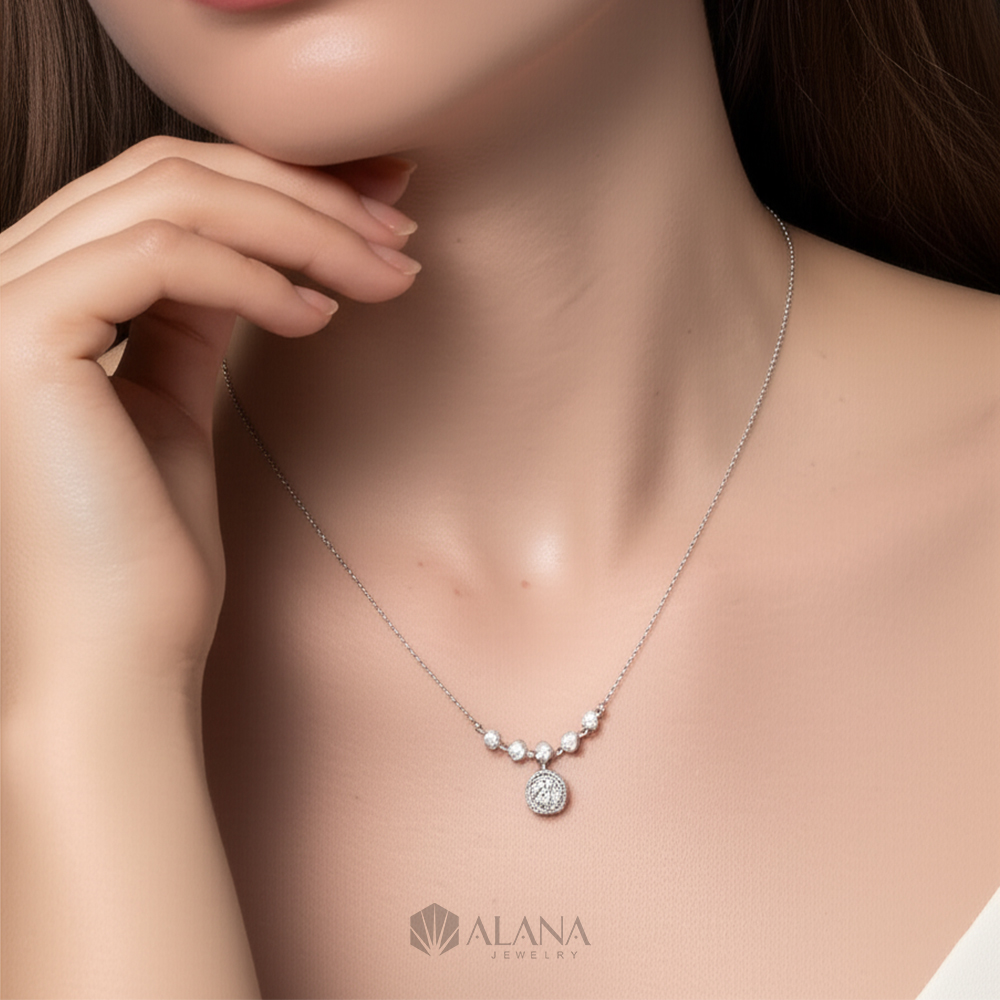 Dây Chuyền Mix Mặt Dãy Hoa Vuông Đính Đá CZ - NLWS065001 - Ảnh 3