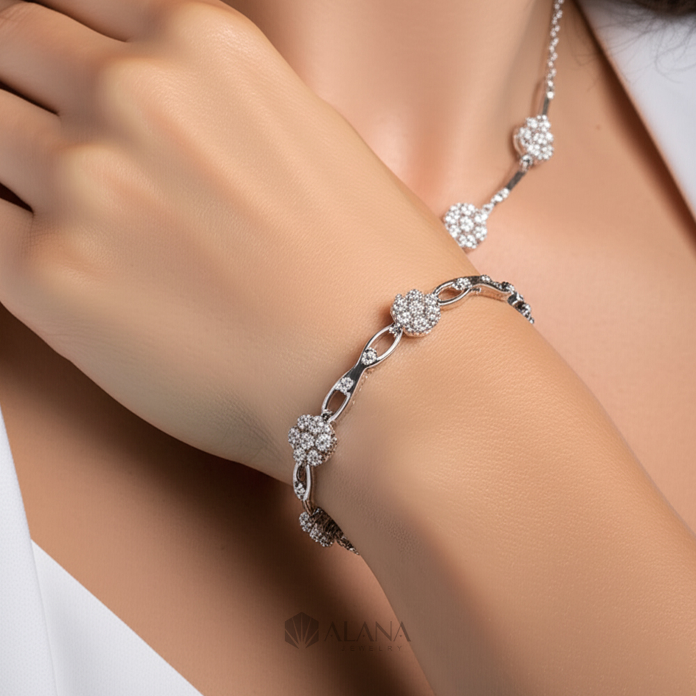 Lắc Tay Mix Mặt Hoa Kết Thiết Kế Bạc 925 - BRWS002 - Ảnh 6