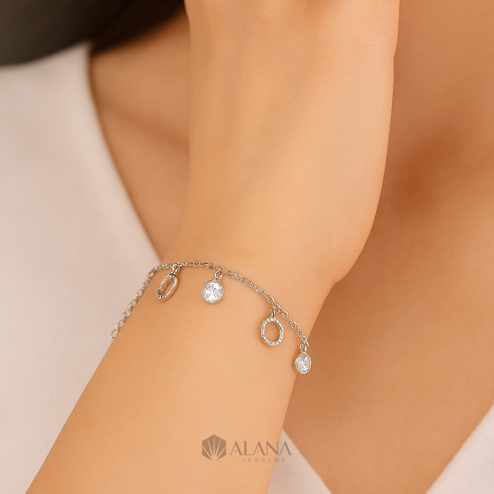 Lắc Tay Mix Mặt Thiết Kế Bạc 925 Xi Vàng Hồng - BRWS001 - Ảnh 3