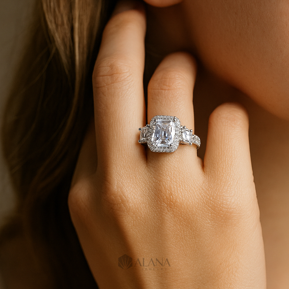 Nhẫn Chữ Nhật Đai Đính CZ - RWS080016 - Ảnh 2