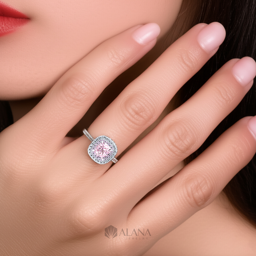 Nhẫn Cushion Hồng Xoàn Nam Phi - RWS070024 - Ảnh 3