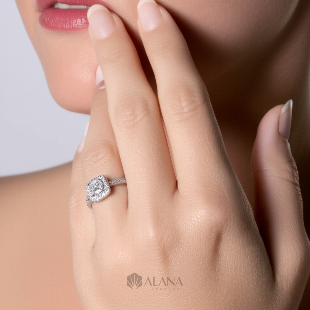 Nhẫn Đai Vuông Đính Moissanite Chủ 6.3mm - RWS063019 - Ảnh 2