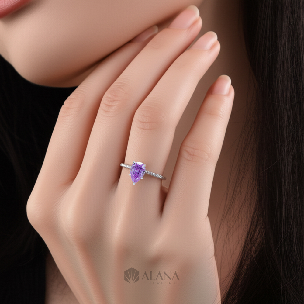 Nhẫn Giọt Tím Xoàn Nam Phi - RWS080010 - Ảnh 3