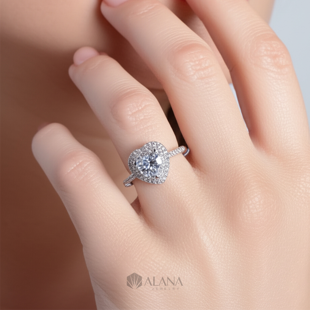 Nhẫn Tim Vàng Xoàn Nam Phi Đai Đính Cz - RWS060027 - Ảnh 2