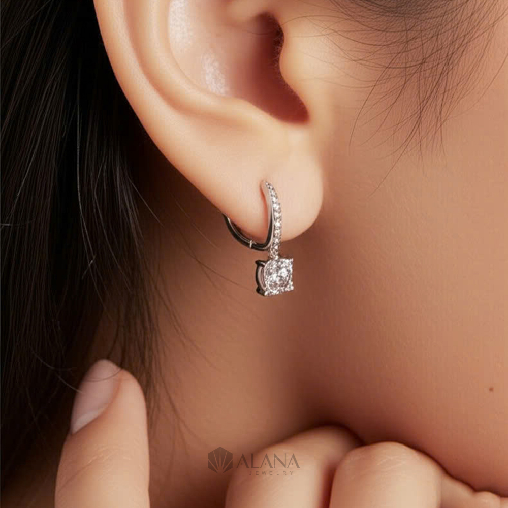 Bông Tai Hình Cushion Thiết Kế Đính Đá CZ - EWS080006 - Ảnh 6