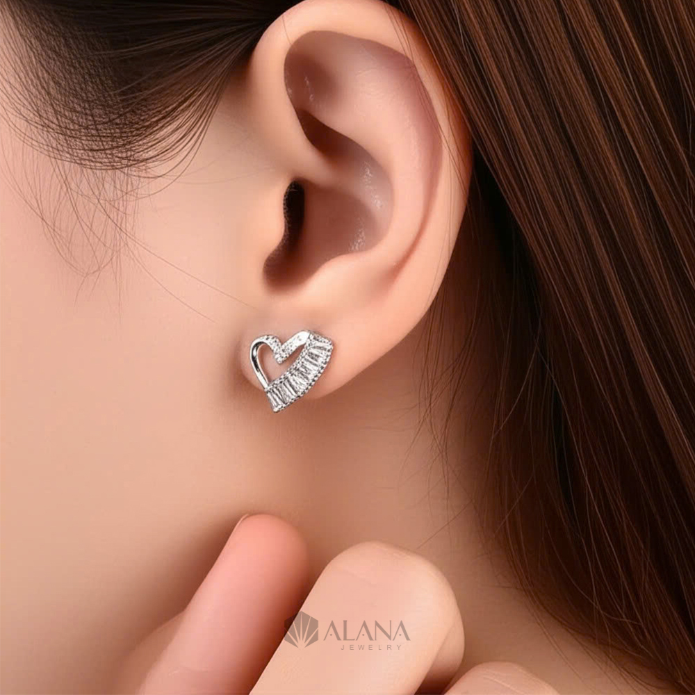 Bông Tai Hình Tim Thiết Kế Đính Đá CZ - EWS012 - Ảnh 3