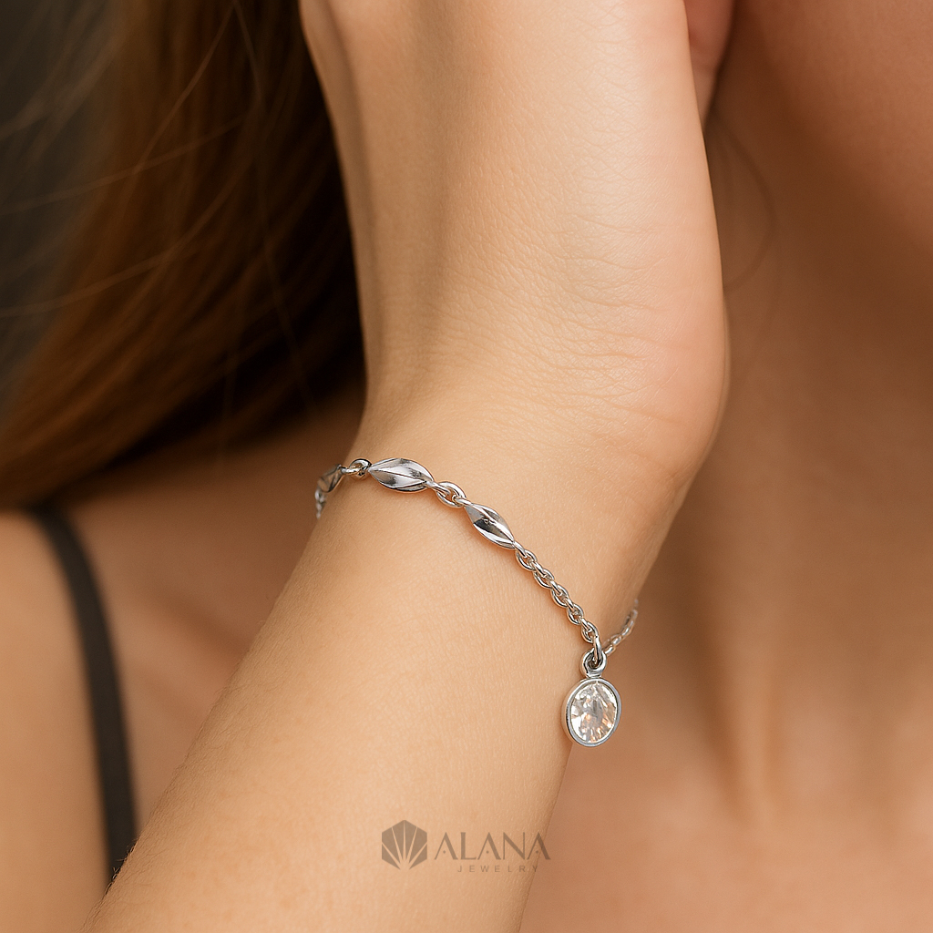 Lắc Tay Mix Ổ Tròn Bạc 925 Xi Vàng Hồng - BRWS003 - Ảnh 6