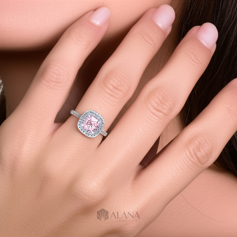 Nhẫn Cushion Hồng Xoàn Nam Phi - RWS070024 - Ảnh 6