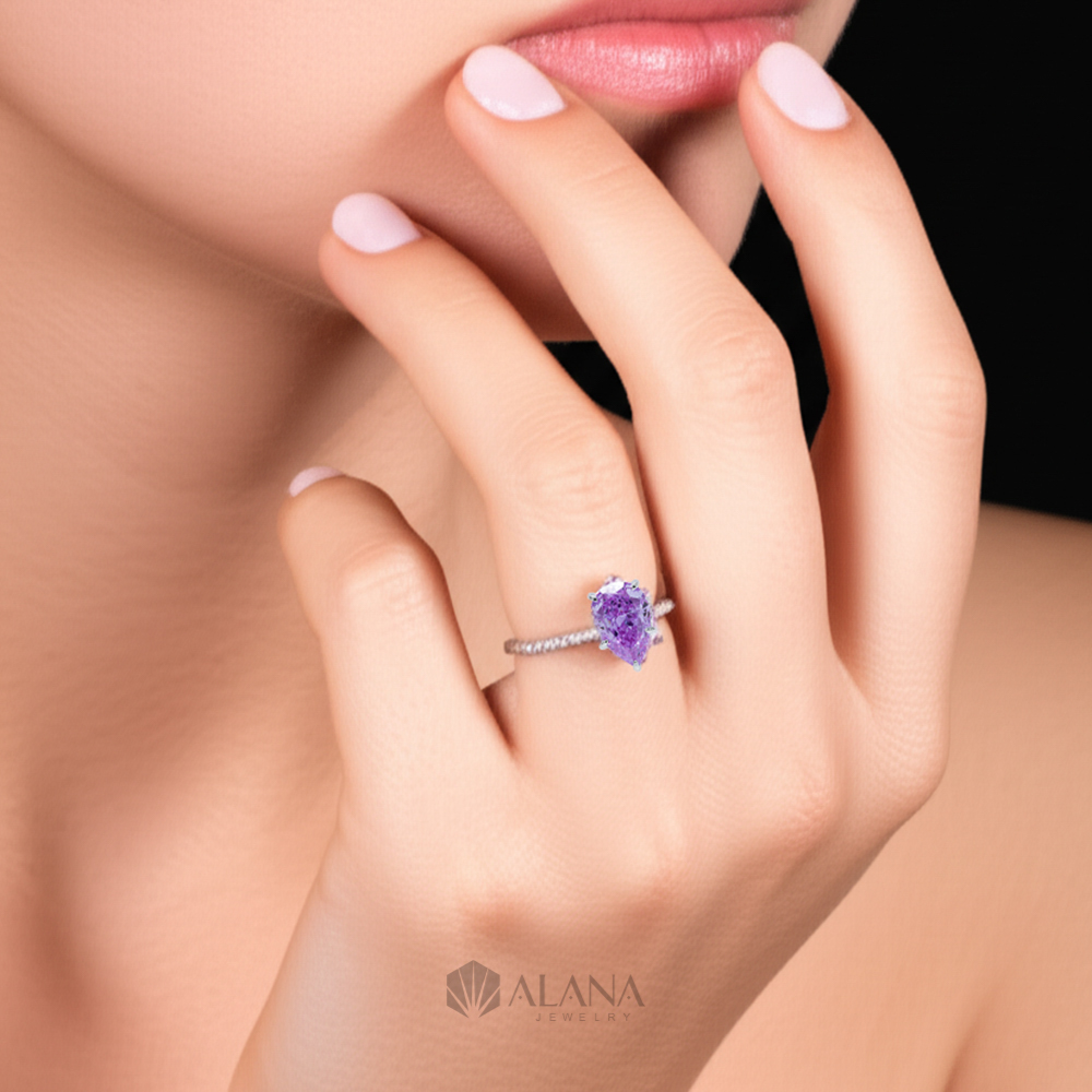 Nhẫn Giọt Tím Xoàn Nam Phi - RWS080010 - Ảnh 2