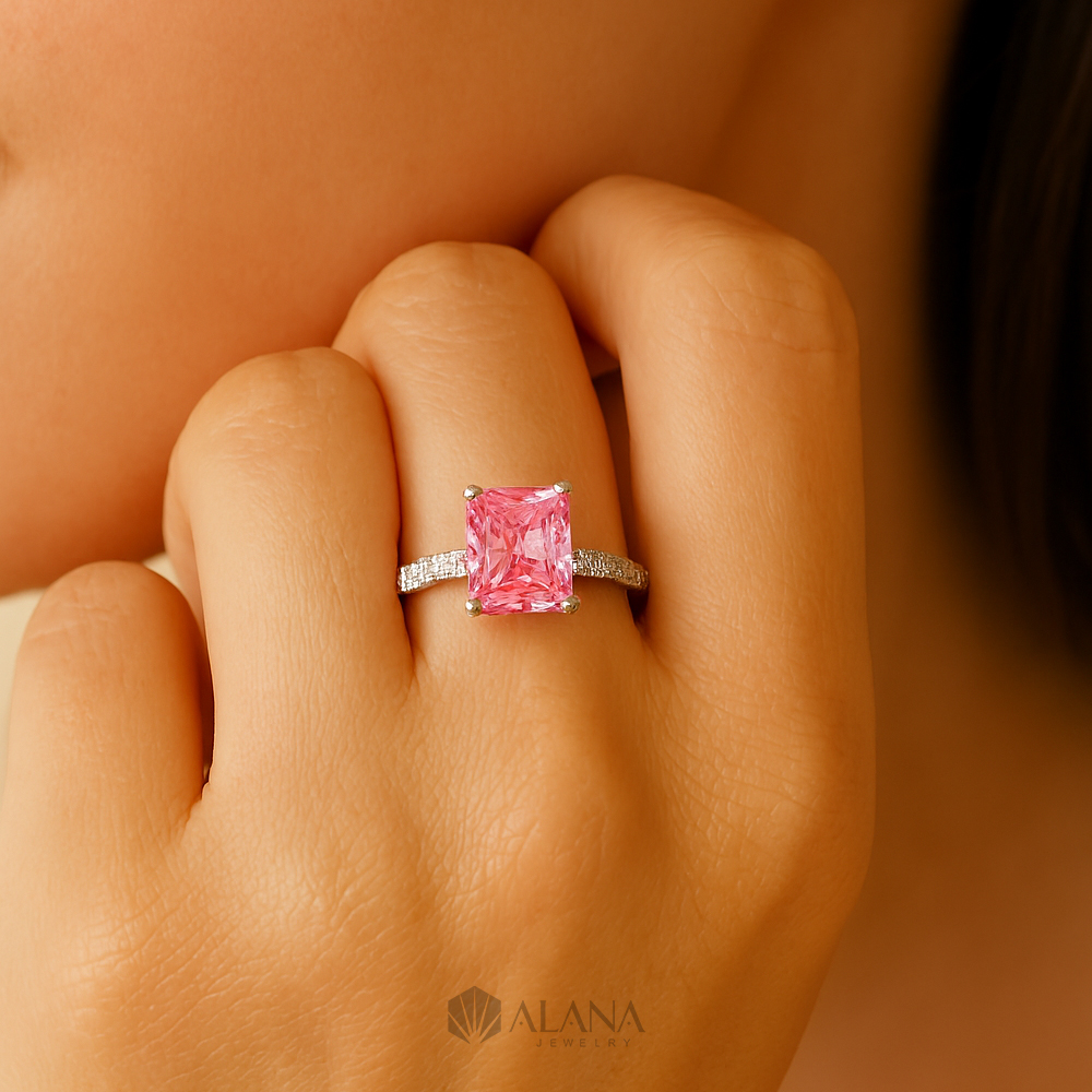 Nhẫn Radiant Hồng Xoàn Nam Phi - RWS090002 - Ảnh 3