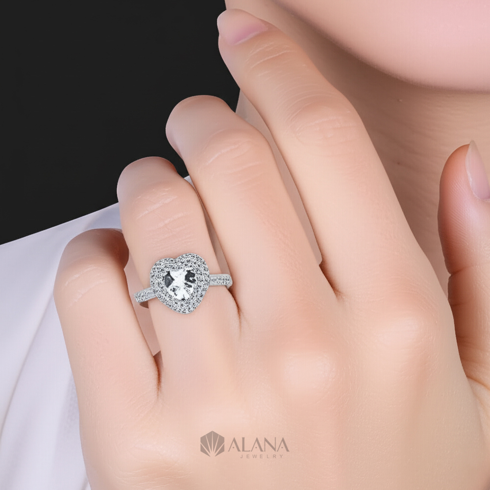 Nhẫn Tim Vàng Xoàn Nam Phi Đai Đính Cz - RWS060027 - Ảnh 6